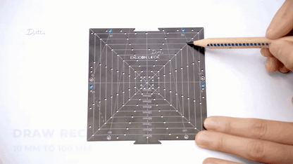 Demonstration of drawing rectangles with black square tool with measurement markings