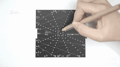 Demonstration of drawing complex  patterns with black square tool with measurement markings