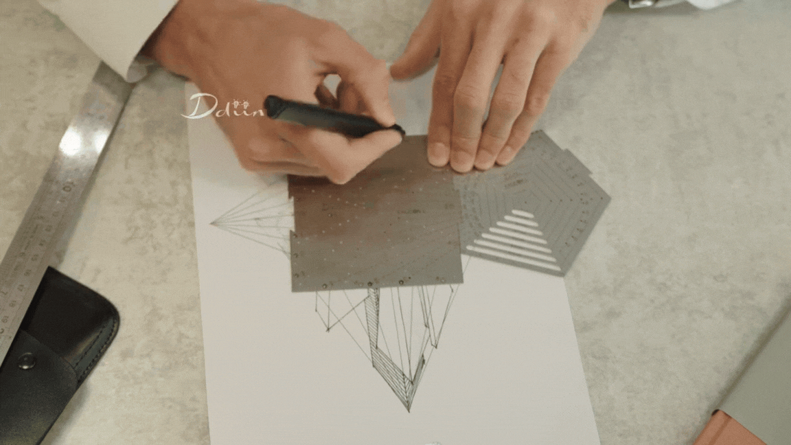 Exlicon Lock- Stainless Steel Drawing Tool Set &amp; Leather Pouch