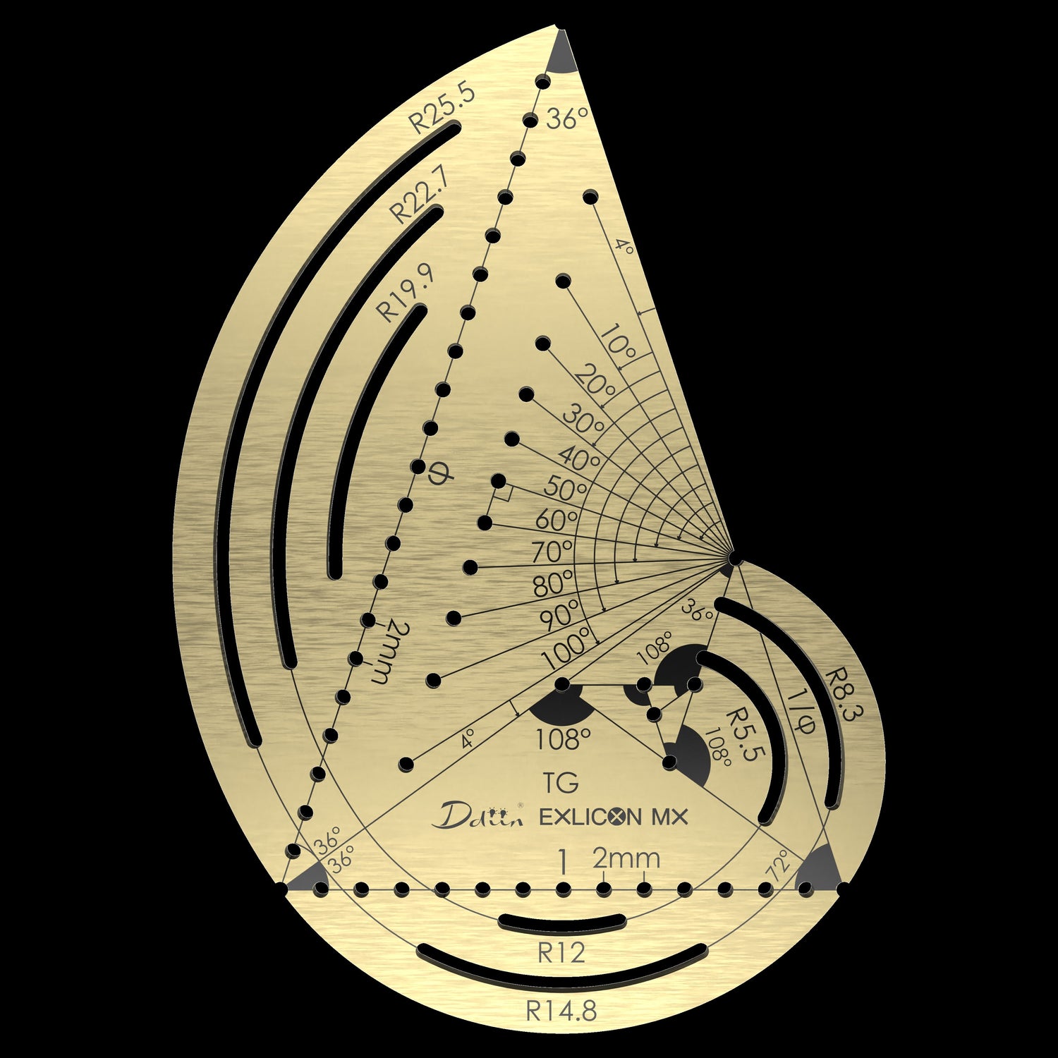 Exlicon L - TG Tool &amp; Mini TG Brass Stencil kit for Golden Ratio Art